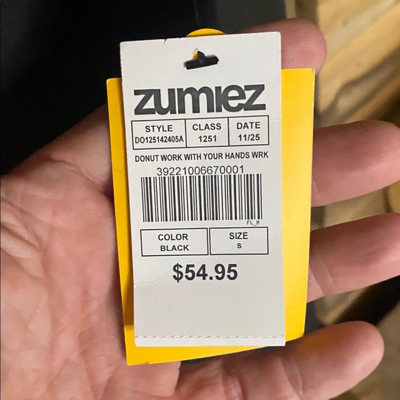 NWT Zumiez Donut Black Short Sleeve Work Shirt with Yellow Embroidery size small - Picture 4 of 7